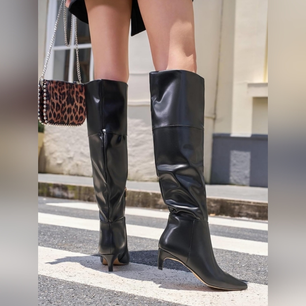 Over The Knee Black Boots - Picture 2 of 13